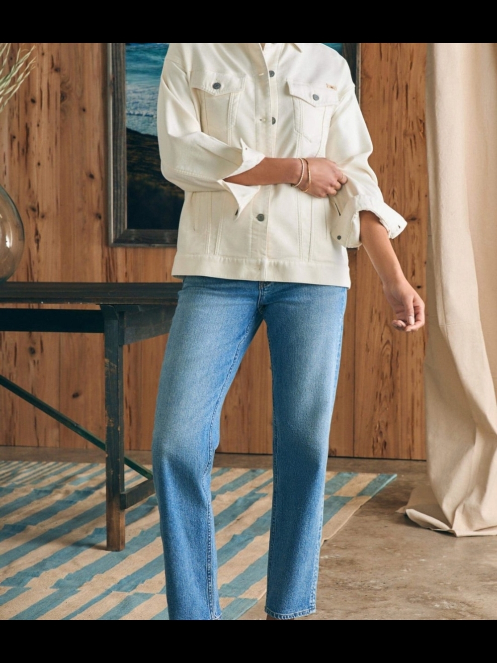 Faherty Off-White Button-Front Jean Jacket - Picture 7 of 9